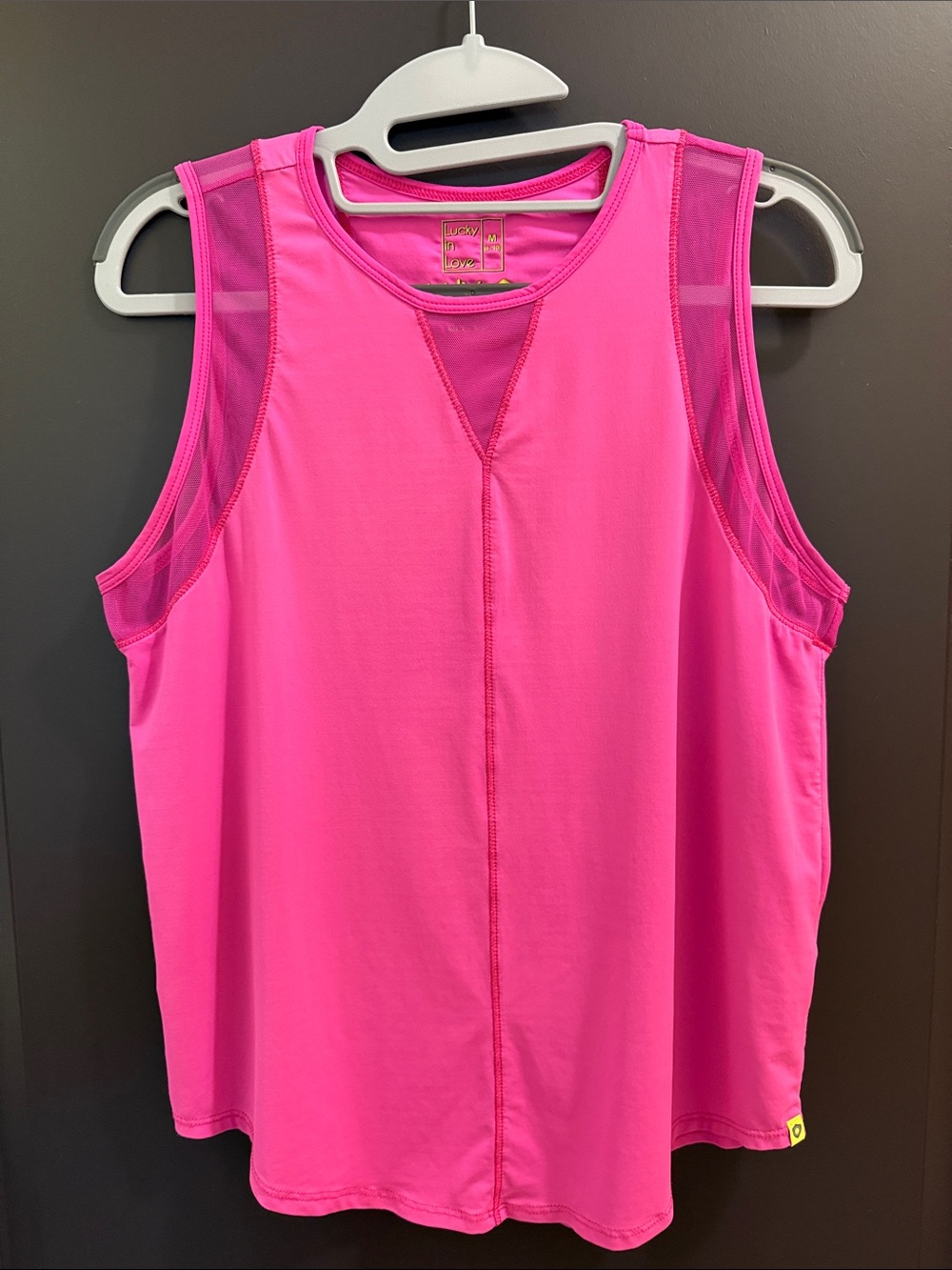 Lucky in Love Hot Pink Mesh-Trim Chill Out Tank